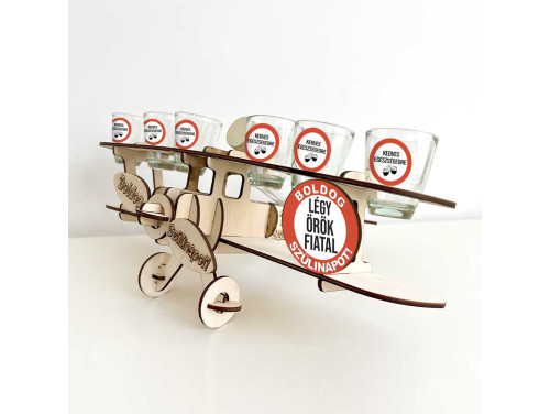 Fa Repülős Italos Szett - 'Légy Örök Fiatal' Boldog Szülinapot - Születésnapi Ajándék