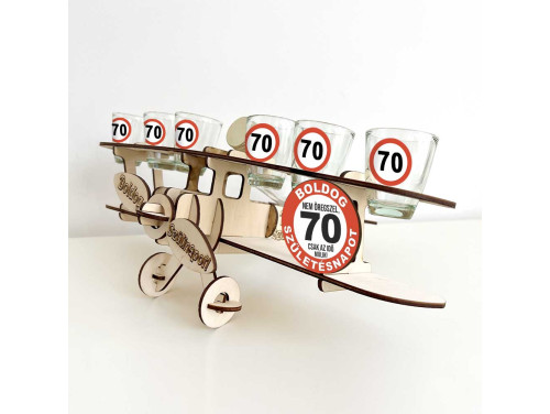 Fa Repülős Italos Szett - Boldog 70 Születésnapot - Vicces Ajándék 70. Születésnapra