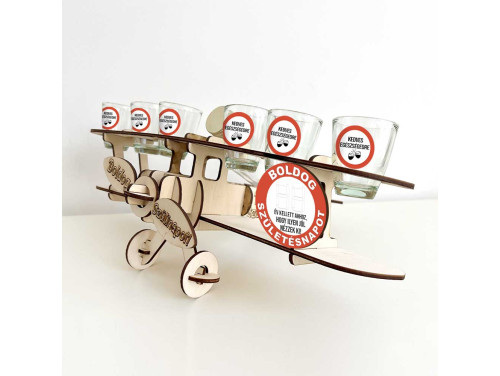 Fa Repülős Italos Szett - Személyre Szabható Boldog Születésnapot - Vicces Ajándék Születésnapra