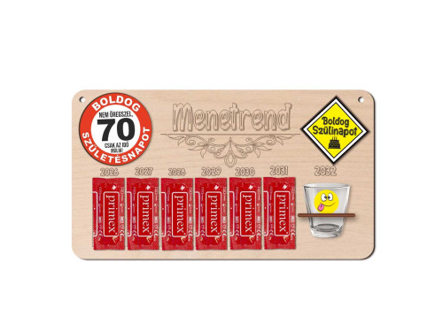 Vicces Menetrend Tábla - Éves Menetrend - Boldog 70 Születésnapot - 70. Születésnapi Ajándék