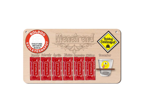 Vicces Menetrend Tábla - Havi Menetrend - Digitális Boldog Születésnapot - Születésnapi Ajándék