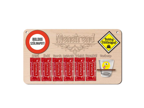 Vicces Menetrend Tábla - Heti Menetrend - Boldog Születésnapot - Születésnapi Ajándék