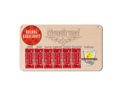 Vicces Menetrend Tábla - Heti Menetrend - Boldog Karácsonyt - Karácsonyi Ajándék