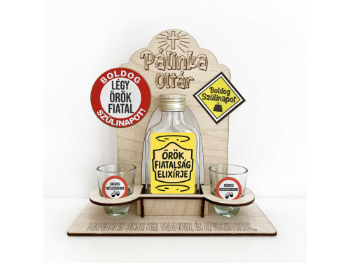 Vicces Pálinka Oltár - Örök Fiatalság Elixírje - Születésnapi Pálinka Kínáló Készlet