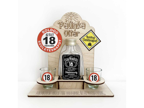 Vicces Pálinka Oltár - Boldog 18 Szülinapot - 18. Születésnapi Pálinka Kínáló Készlet
