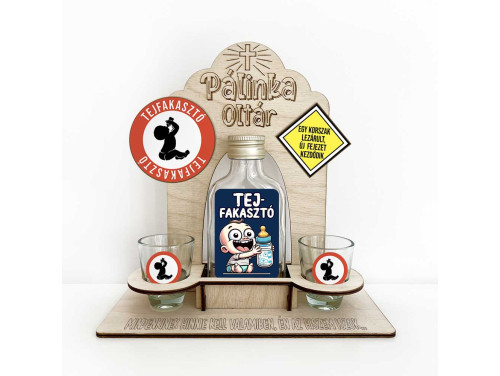 Vicces Pálinka Oltár - Tejfakasztó - Pálinka Kínáló Készlet Tejfakasztóra