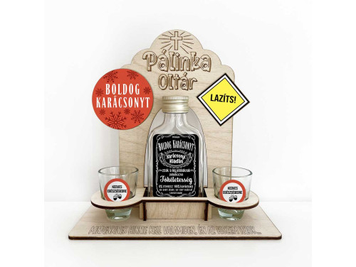 Vicces Pálinka Oltár - Boldog Karácsonyt - Pálinka Kínáló Készlet Karácsonyra