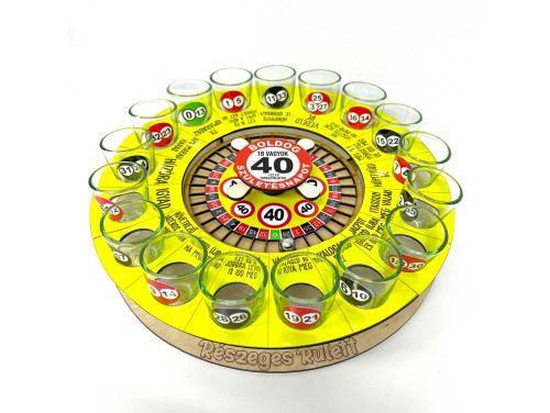 Részeges Rulett Ivós Játék - Boldog 40. Szülinapot - Ivós Rulett Társasjáték