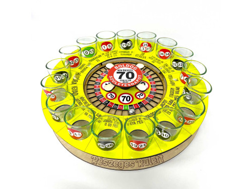 Részeges Rulett Ivós Játék - Boldog 70. Szülinapot - Ivós Rulett Társasjáték