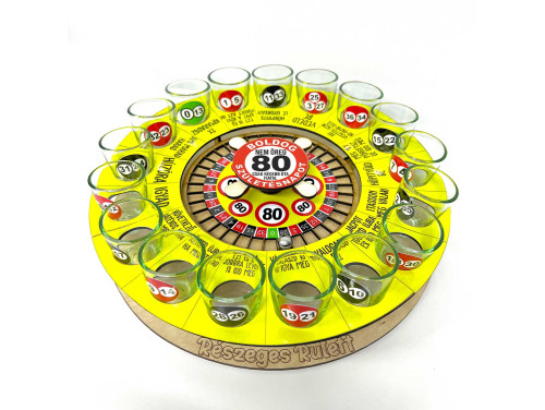 Részeges Rulett Ivós Játék - Boldog 80. Szülinapot - Ivós Rulett Társasjáték