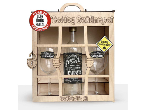 Börtönös Boros Italos Szett - Boldog Szülinapot - Születésnapi Boros Ajándékszett