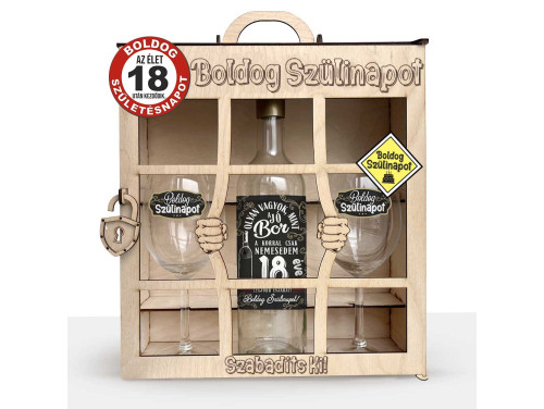 Börtönös Boros Italos Szett - Boldog 18. Szülinapot - 18. Születésnapi Boros Ajándékszett