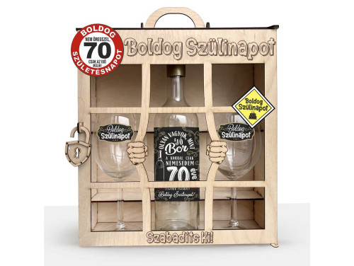 Börtönös Boros Italos Szett - Boldog 70. Szülinapot - 70. Születésnapi Boros Ajándékszett