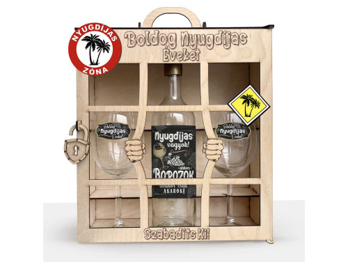 Börtönös Boros Italos Szett - Boldog Nyugdíjas Éveket - Nyugdíjas Búcsúztatóra Boros Ajándékszett