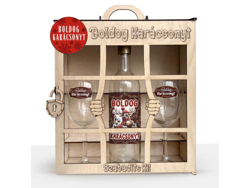 Börtönös Boros Italos Szett - Boldog Karácsonyt - Karácsonyi Boros Ajándékszett