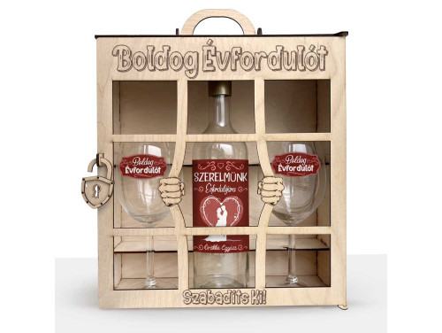 Börtönös Boros Italos Szett - Szerelmünk Évfordulójára - Szerelmes Évfordulós Ajándékszett Pároknak