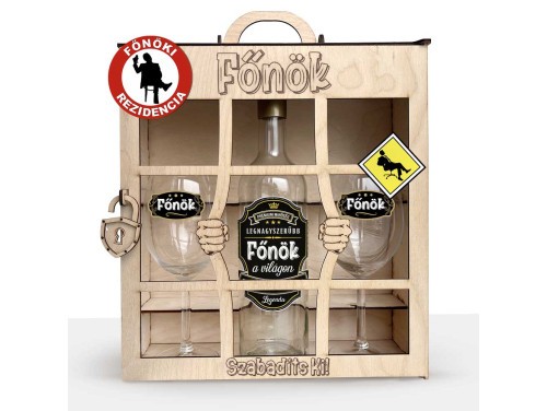 Börtönös Boros Italos Szett - Főnök - Ajándék Főnöknek Boros Ajándékszett