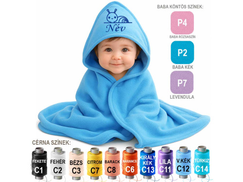 Egyedi Hímzett Kapucnis Baba Takaró ⭐ Neves Babatakaró Csiga Hímzés Mintával ⭐ Neves Ajándék ⭐ Névre Szóló Egyedi Ajándék