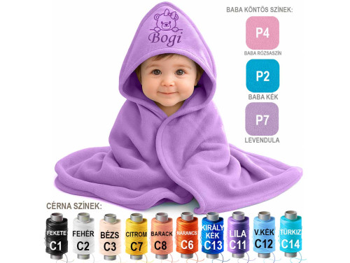 Egyedi Hímzett Kapucnis BabaTakaró⭐ Neves BabaTakaró Lány Maci Hímzés Mintával ⭐ Neves Ajándék ⭐ Névre Szóló Egyedi Ajándék