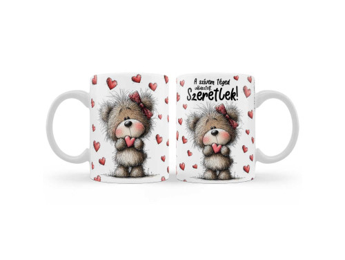 Valentin Napi Szerelmes Bögre 3dl - A szívem téged választott Szeretlek - Valentin Napi Ajándék - Szerelmes Ajándék