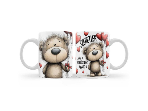 Valentin Napi Bögre 3dl - Szeretlek Még A Hülyeségeiddel Együtt Is Macis Bögre - Valentin Napi Ajándék