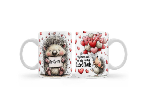 Valentin Napi Bögre 3dl - Az Idegeimre Mész De Még Mindig Szeretlek Szerelmes Sünis Bögre - Valentin Napi Ajándék