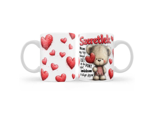 Valentin Napi Bögre 3dl - Nem vagy egy könnyű eset imádom a hülye fejed - Szerelmes Macis Bögre - Valentin Napi Ajándék