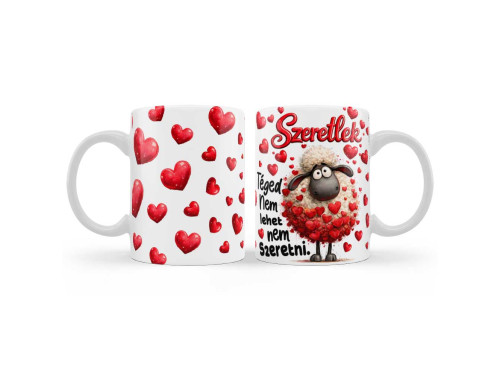 Valentin Napi Bögre 3dl - Szeretlek Téged Nem Lehet Nem Szeretni - Bárányos Szerelmes Bögre - Valentin Napi Ajándék