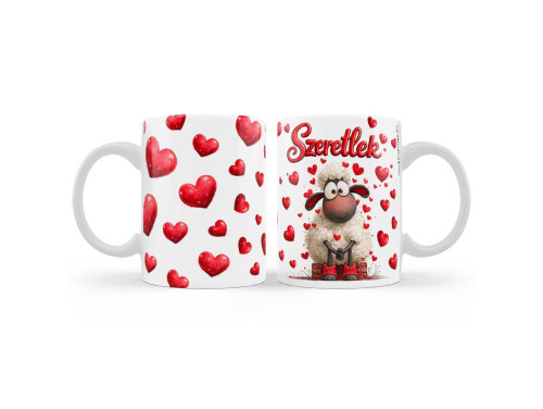 Valentin Napi Bögre 3dl - Szeretlek Bárányos Szerelmes Bögre - Valentin Napi Ajándék