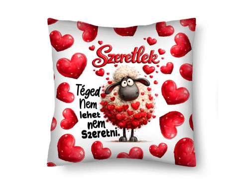Díszpárna (26×26 cm) „Téged nem lehet nem szeretni” Bárányos Párna | Szerelmes Valentin-napi ajándék