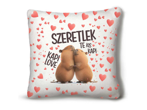 Nagy Négyzet Plüss Párna 45 x45 cm – Szeretlek, te kis kapi (Kapi Love) - Valentin-napi ajándék plüss párna