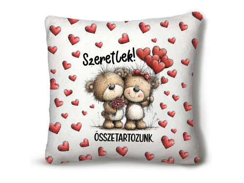 Nagy Négyzet Plüss Párna 45 x45 cm – Szeretlek Összetartozunk - Valentin-napi ajándék plüss párna