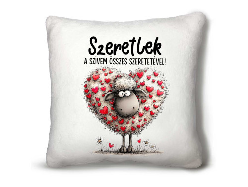 Nagy Négyzet Plüss Párna 45 x45 cm – Szeretlek a szívem összes szeretetével - Valentin-napi ajándék plüss párna