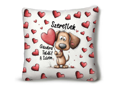 Nagy Négyzet Plüss Párna 45 x45 cm – Szeretlek Gazdira talált a szívem - Valentin-napi ajándék plüss párna
