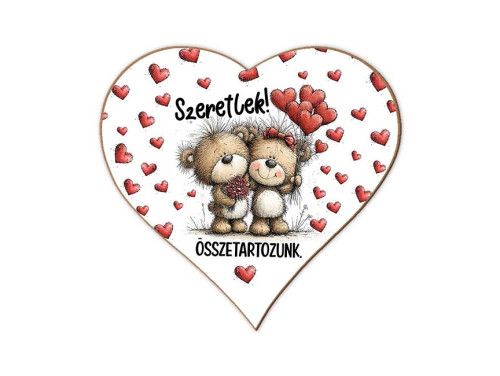 Szerelmes szív hűtőmágnes – „Szeretlek, összetartozunk” – Valentin napi ajándék