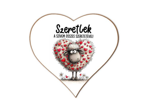 Szerelmes szív hűtőmágnes – „Szeretlek a szívem összes szeretetével” – Valentin napi ajándék