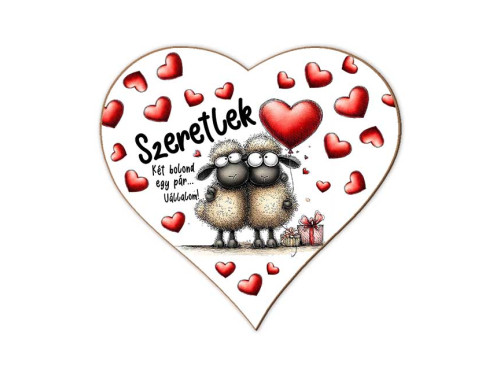 Szerelmes szív hűtőmágnes – „Szeretlek, két bolond egy pár” – Valentin napi ajándék