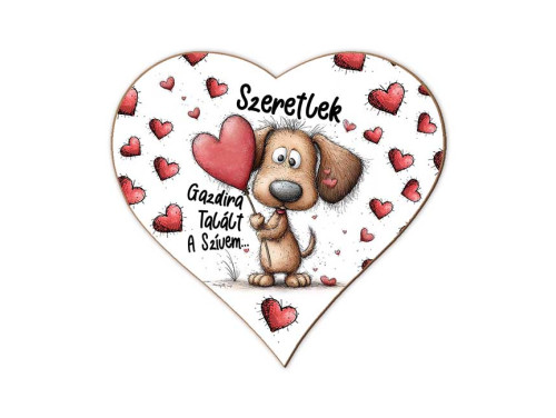 Szerelmes szív hűtőmágnes – „Gazdira talált a szívem” – Valentin napi ajándék