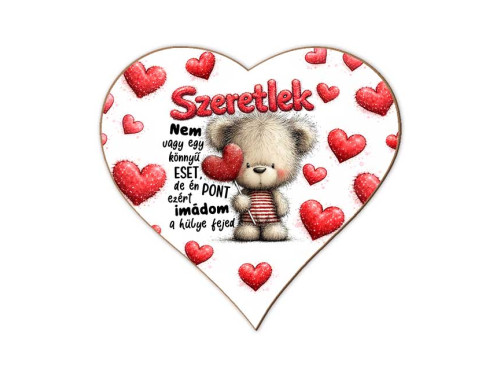 Szerelmes szív hűtőmágnes – „Nem vagy egy könnyű eset, de pont ezért imádlak” – Valentin napi ajándék