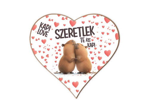 Szerelmes szív hűtőmágnes – „Kapi love – Szeretlek, te kis kapi” – Valentin napi ajándék
