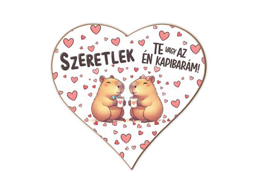 Szerelmes szív hűtőmágnes – „Te vagy az én kapibarám” – cuki Valentin napi ajándék