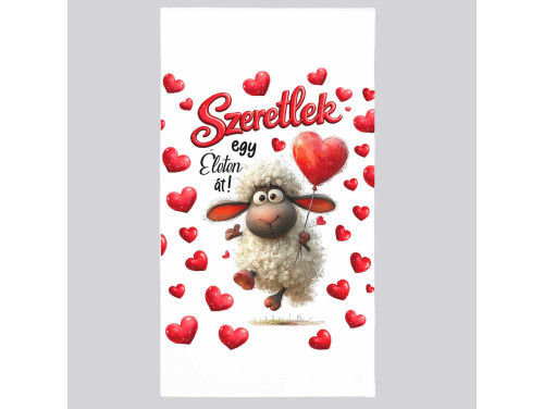 Szerelmes mintás törölköző 50×100 cm – Szeretlek egy életen át törölköző – Vicces szerelmes ajándék Valentin-napra