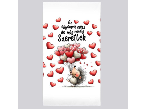 Szerelmes mintás törölköző 50×100 cm - „Az agyamra mész, de még mindig szeretlek” – Valentin napi ajándék