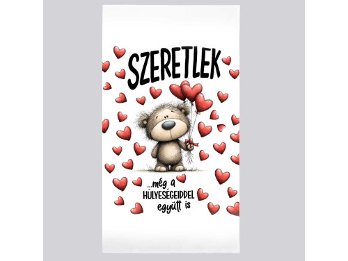 Szerelmes mintás törölköző 50×100 cm - Szeretlek 