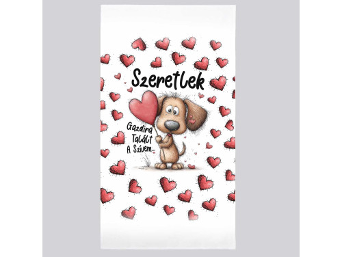 Szerelmes mintás törölköző 50×100 cm - Szeretlek 