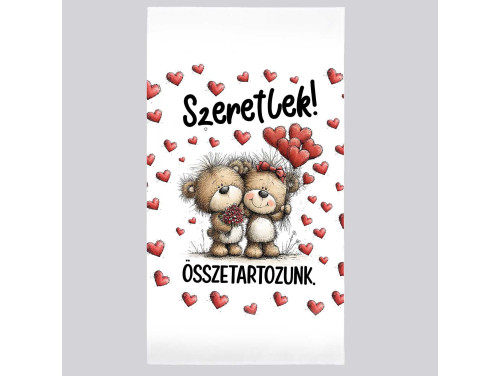 Szerelmes mintás törölköző 50×100 cm - Szeretlek 