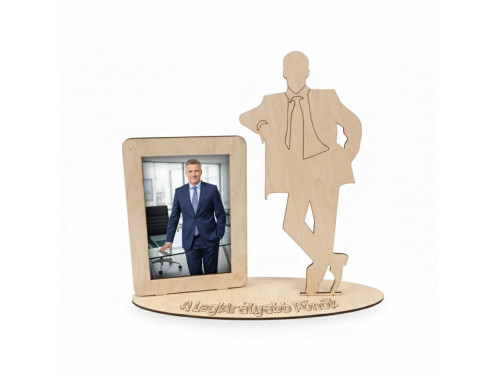 Egyedi Lézerkivágott Fa Képkeret – „A Legkirályabb Főnök” Irodai Dekoráció - Ajándék Főnöknek