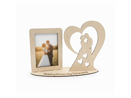 Egyedi Lézerkivágott Fa Képkeret – „Boldog Házassági Évfordulót” Fényképtartó Házassági Évfordulóra
