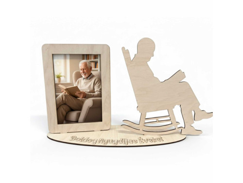 Egyedi Lézerkivágott Fa Képkeret – „Boldog Nyugdíjas Éveket” (Férfi sziluettel) - Ajándék Nyugdíjba Vonulás Alkalmára