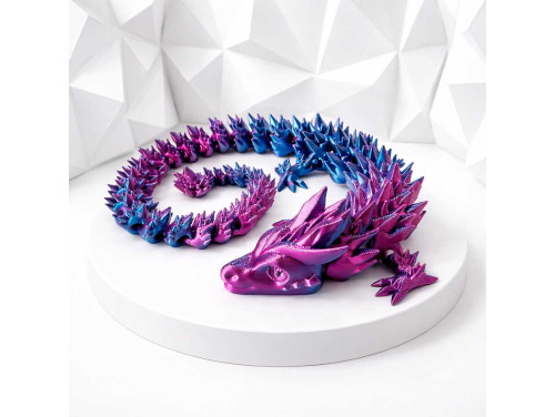 Artikulált Kristály Sárkány – Misztikus Irrizáló Figura (Kék-Lila) - 3D Nyomtatott Ajándék